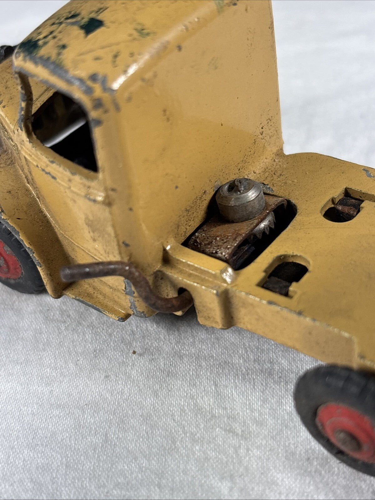 Vintage 1950s Dinky Toys Bedford Refuse Truck Tan Green Crank Meccano England