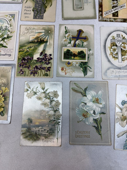 30 Antique 1910's Easter Greetings Postcard Lot Tuck Bunnies Chicks Religious