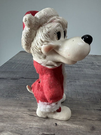 Vintage 1977 Mrs. Santa Dog Blow Mold Christmas Coin Money In The Bank Creative
