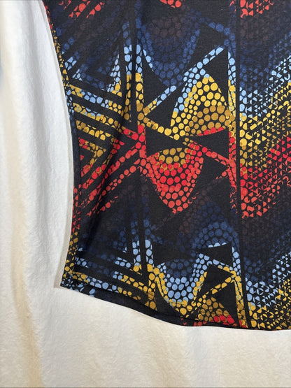 LuLaRoe Randy Womens Size L Colorful Geometric Baseball Tee Gray 3/4 Sleeve