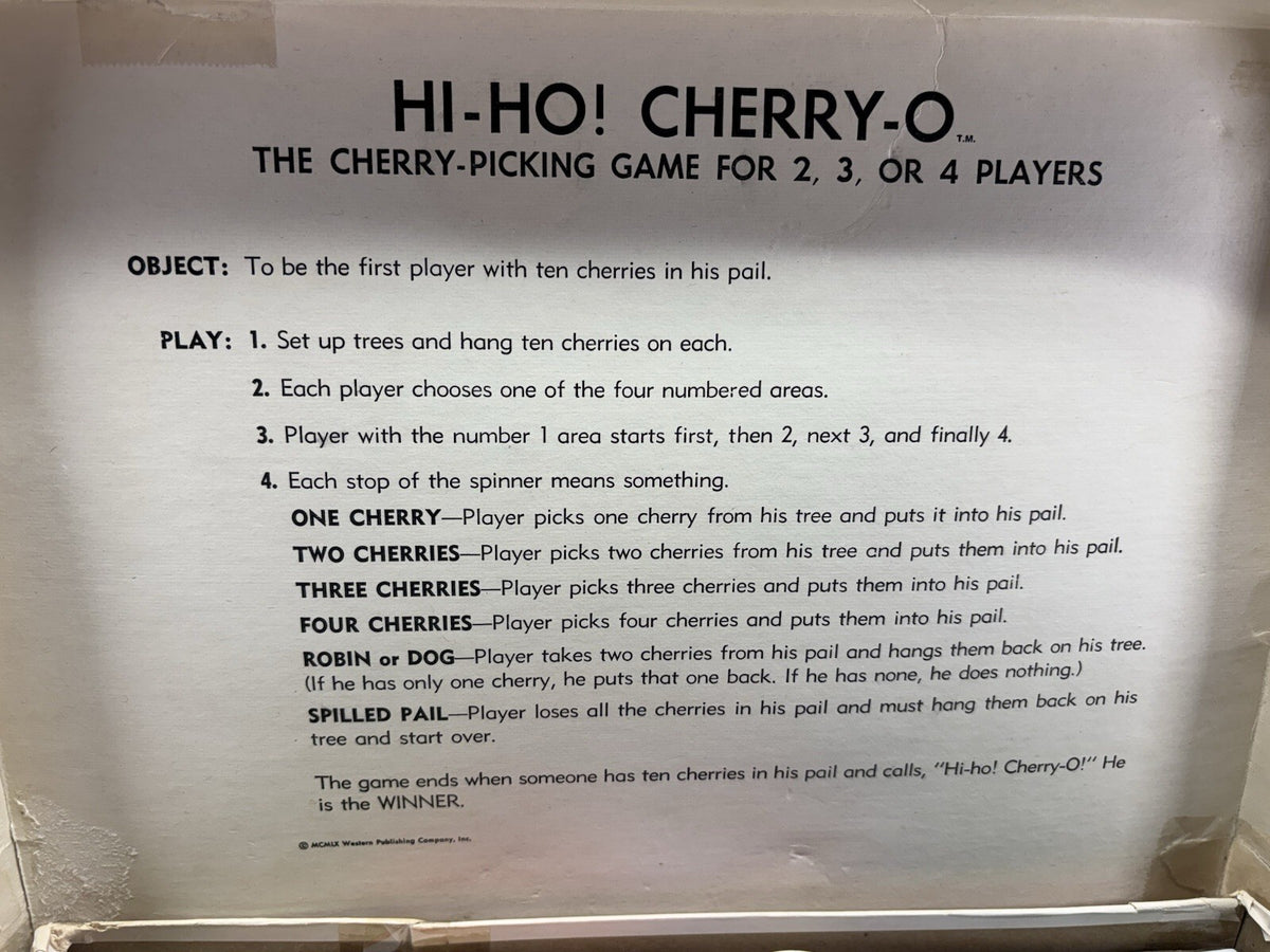 1972 Whitman Hi-Ho Cherry-O Deluxe Edition Vintage Board Game