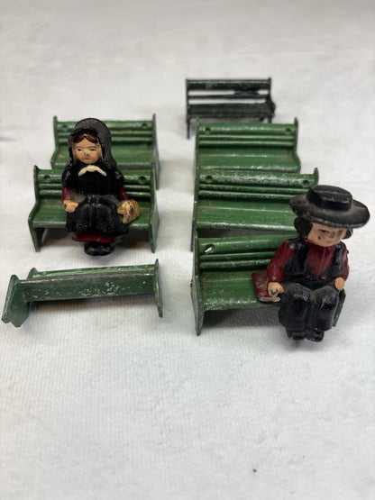 Vintage Barclay John Hill Lead Toy Figurine Skiers Ice Skaters Indians Soldiers