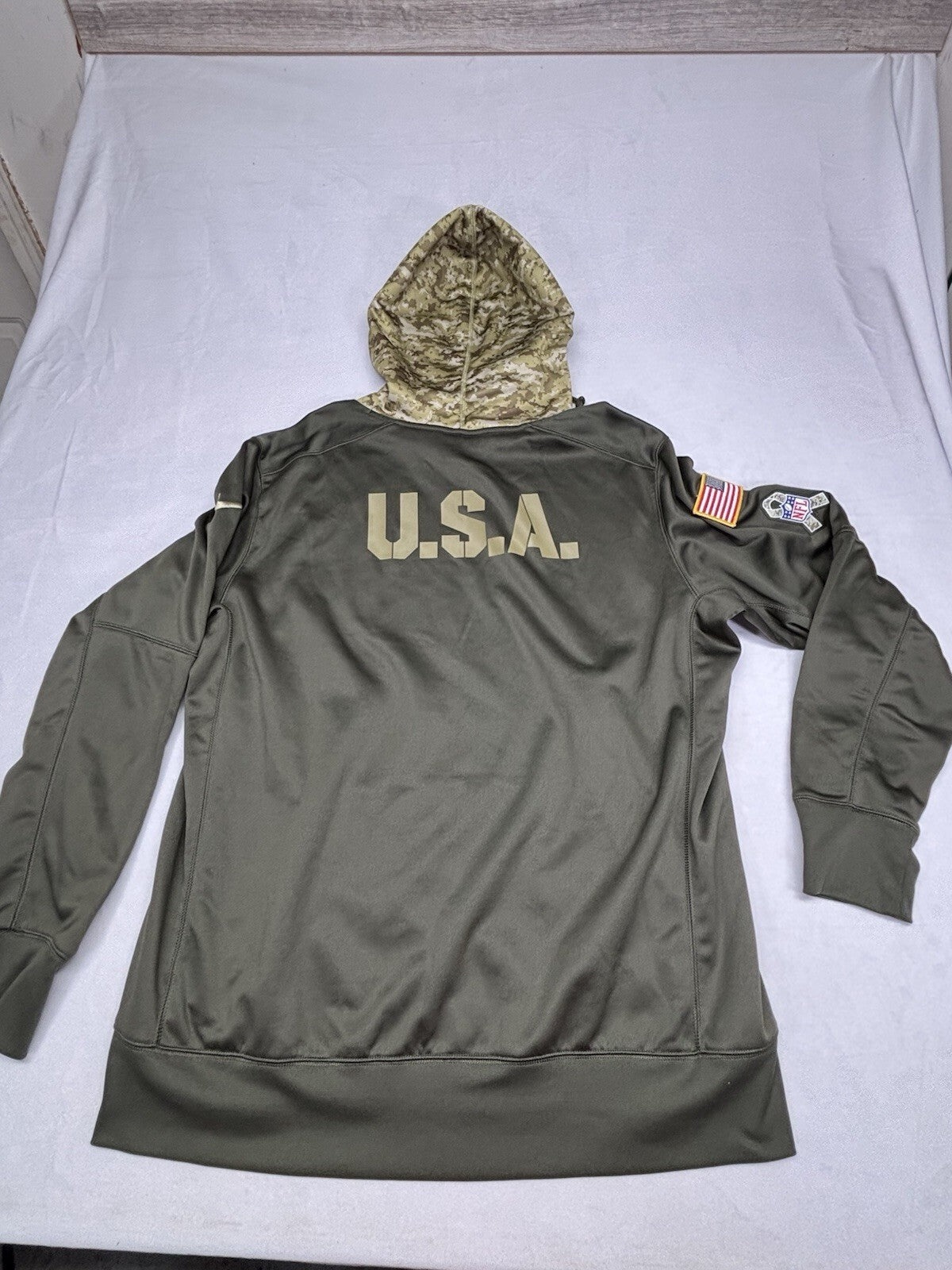 NIKE Miami Dolphins Salute to Service Hoodie Jacket Green Camo Size XL