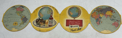 1942 Wilson That's All Whiskey Fold Open World Globe Advertising Booklet