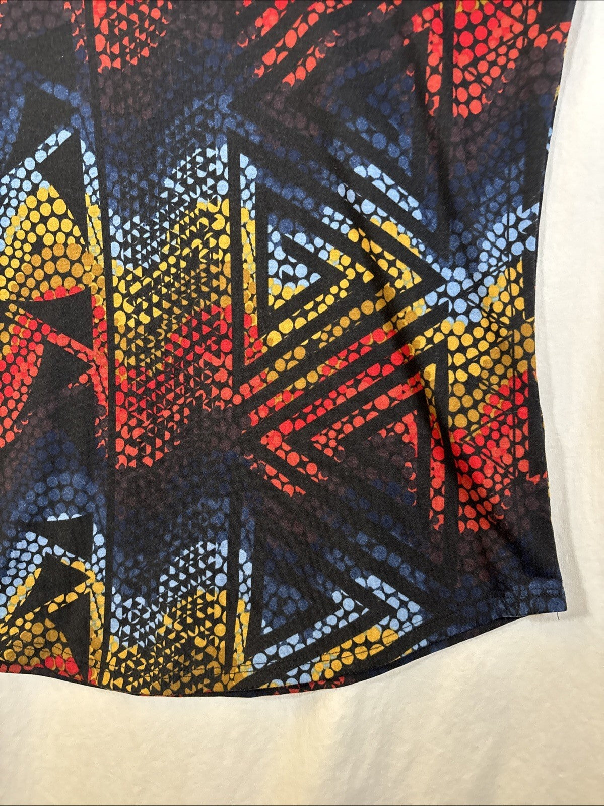 LuLaRoe Randy Womens Size L Colorful Geometric Baseball Tee Gray 3/4 Sleeve