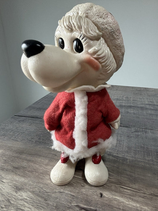 Vintage 1977 Mrs. Santa Dog Blow Mold Christmas Coin Money In The Bank Creative