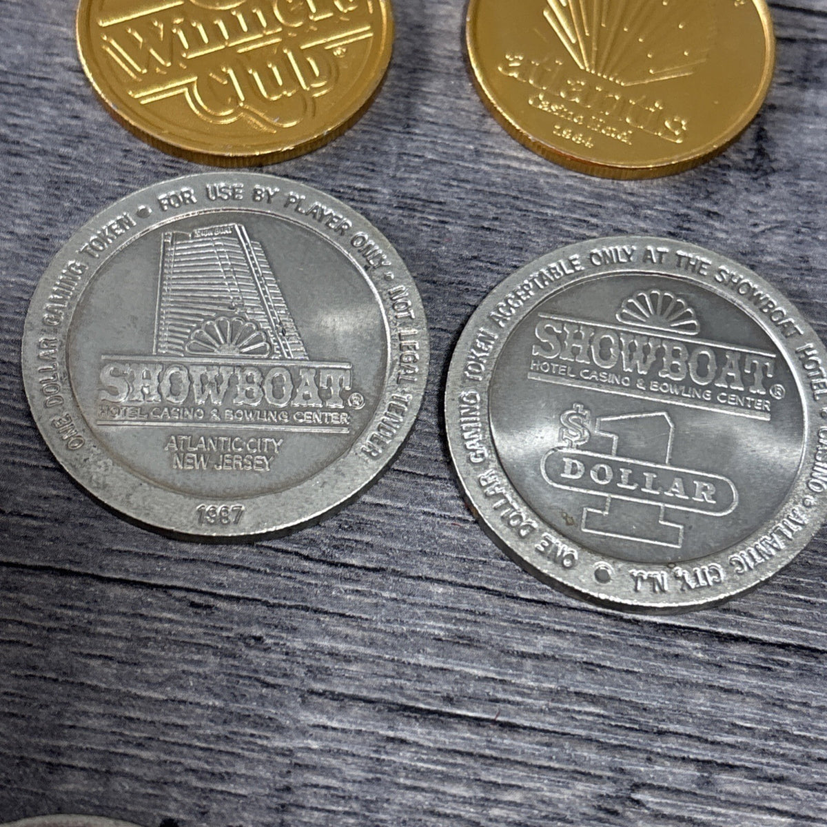 6 Vintage 1980s Caesars The Grand Atlantis Gold Tone Atlantic City Gaming Token