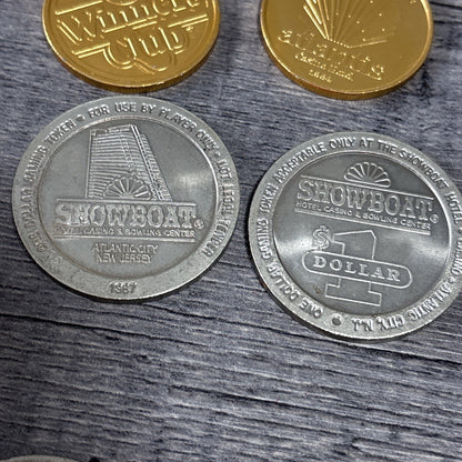 6 Vintage 1980s Caesars The Grand Atlantis Gold Tone Atlantic City Gaming Token