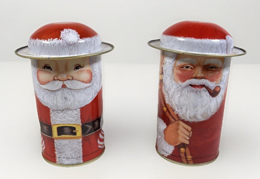 VTG 1986 B. Shackman & Co. NY Old Fashioned Santa Tins w/ Hat Cover Hong Kong