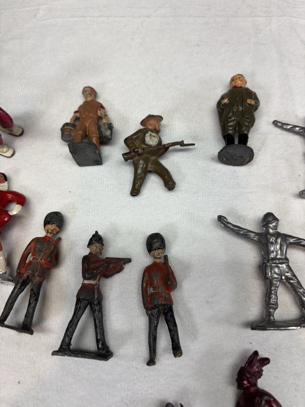Vintage Barclay John Hill Lead Toy Figurine Skiers Ice Skaters Indians Soldiers