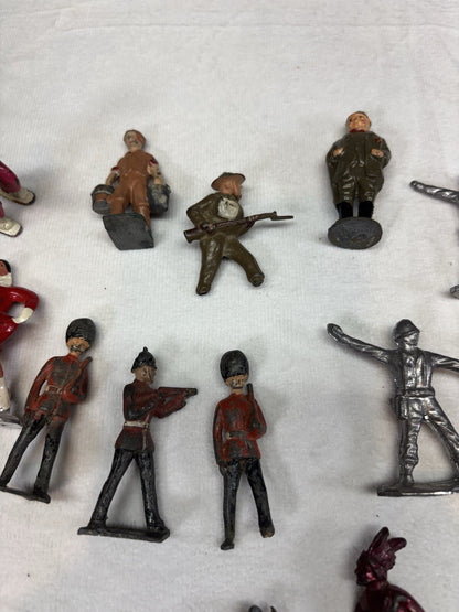 Vintage Barclay John Hill Lead Toy Figurine Skiers Ice Skaters Indians Soldiers