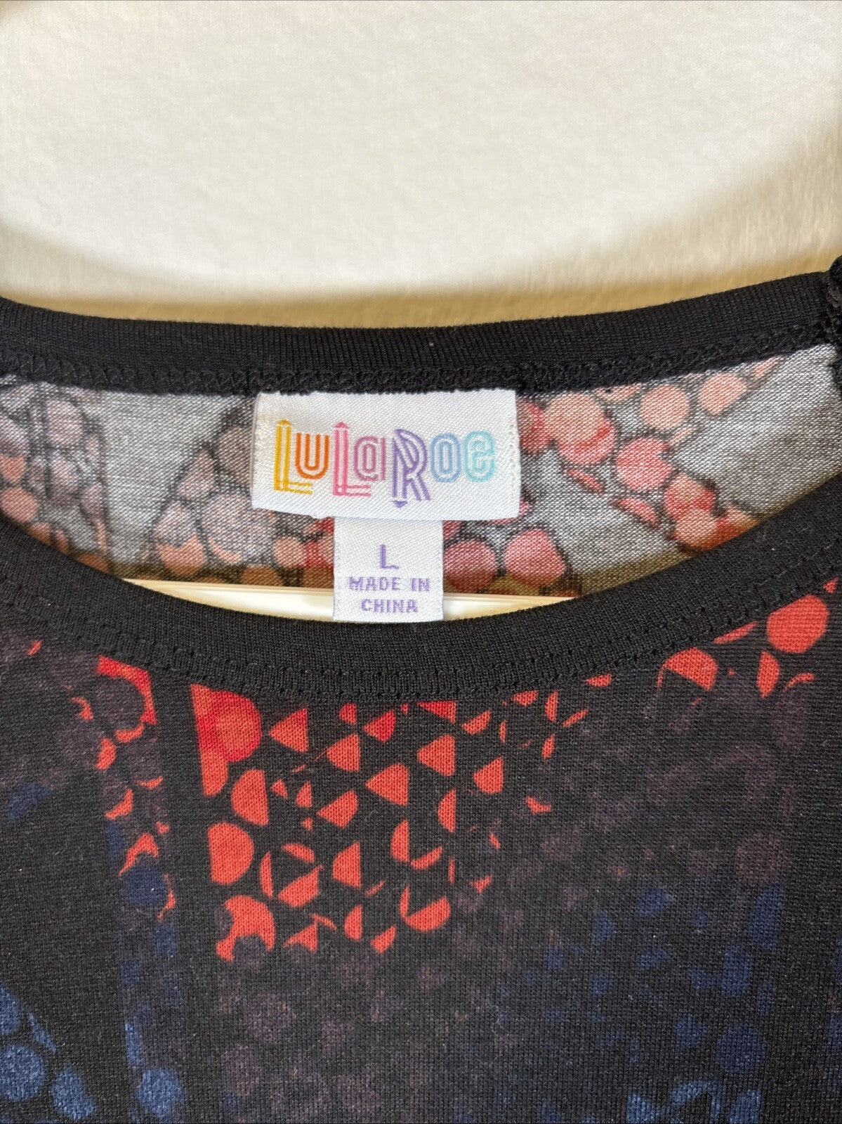 LuLaRoe Randy Womens Size L Colorful Geometric Baseball Tee Gray 3/4 Sleeve