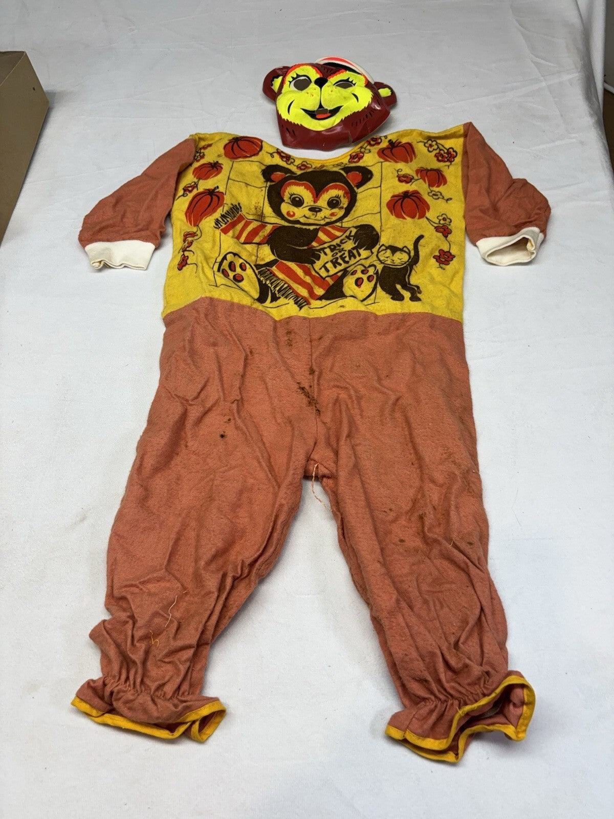 1960s Collegeville Teddy Bear W/ Hood Cotton Flannel Costume 454 Tiny Tot 2-4