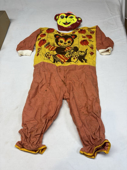 1960s Collegeville Teddy Bear W/ Hood Cotton Flannel Costume 454 Tiny Tot 2-4