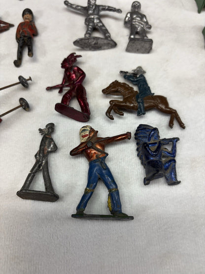 Vintage Barclay John Hill Lead Toy Figurine Skiers Ice Skaters Indians Soldiers