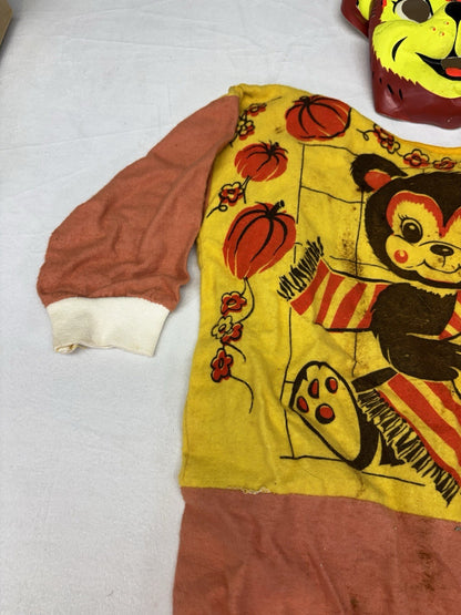 1960s Collegeville Teddy Bear W/ Hood Cotton Flannel Costume 454 Tiny Tot 2-4