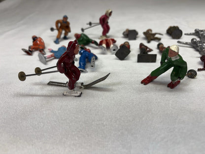 Vintage Barclay John Hill Lead Toy Figurine Skiers Ice Skaters Indians Soldiers