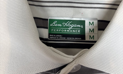 Ben Hogan Performance Men's Short Sleeve Golf Polo Shirt Sz M White Black Stripe