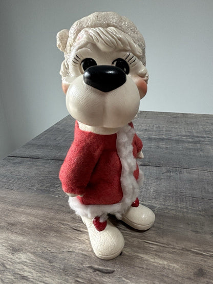Vintage 1977 Mrs. Santa Dog Blow Mold Christmas Coin Money In The Bank Creative