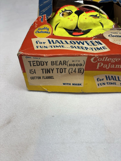 1960s Collegeville Teddy Bear W/ Hood Cotton Flannel Costume 454 Tiny Tot 2-4