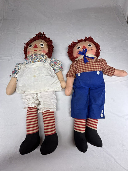 1970's Raggedy Ann & Andy Dolls Vintage Knickerbocker Original Outfit 25" Tall