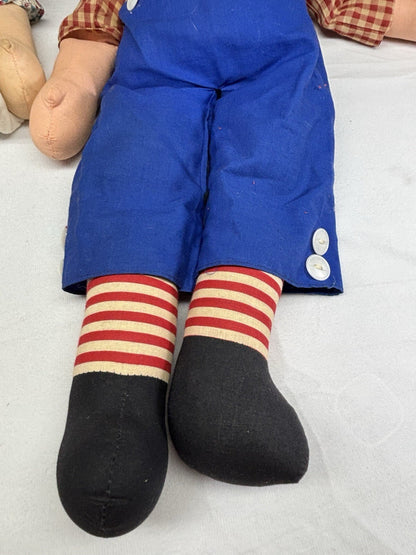 1970's Raggedy Ann & Andy Dolls Vintage Knickerbocker Original Outfit 25" Tall