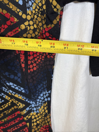 LuLaRoe Randy Womens Size L Colorful Geometric Baseball Tee Gray 3/4 Sleeve