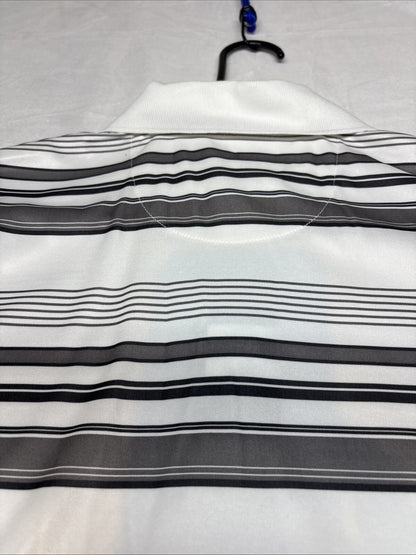 Ben Hogan Performance Men's Short Sleeve Golf Polo Shirt Sz M White Black Stripe