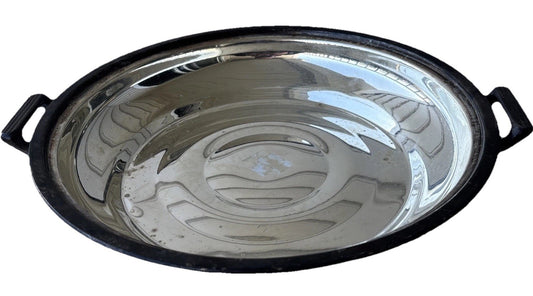 Vintage Leonard English Silver Silverplate Tray w/ Handles Serving Platter