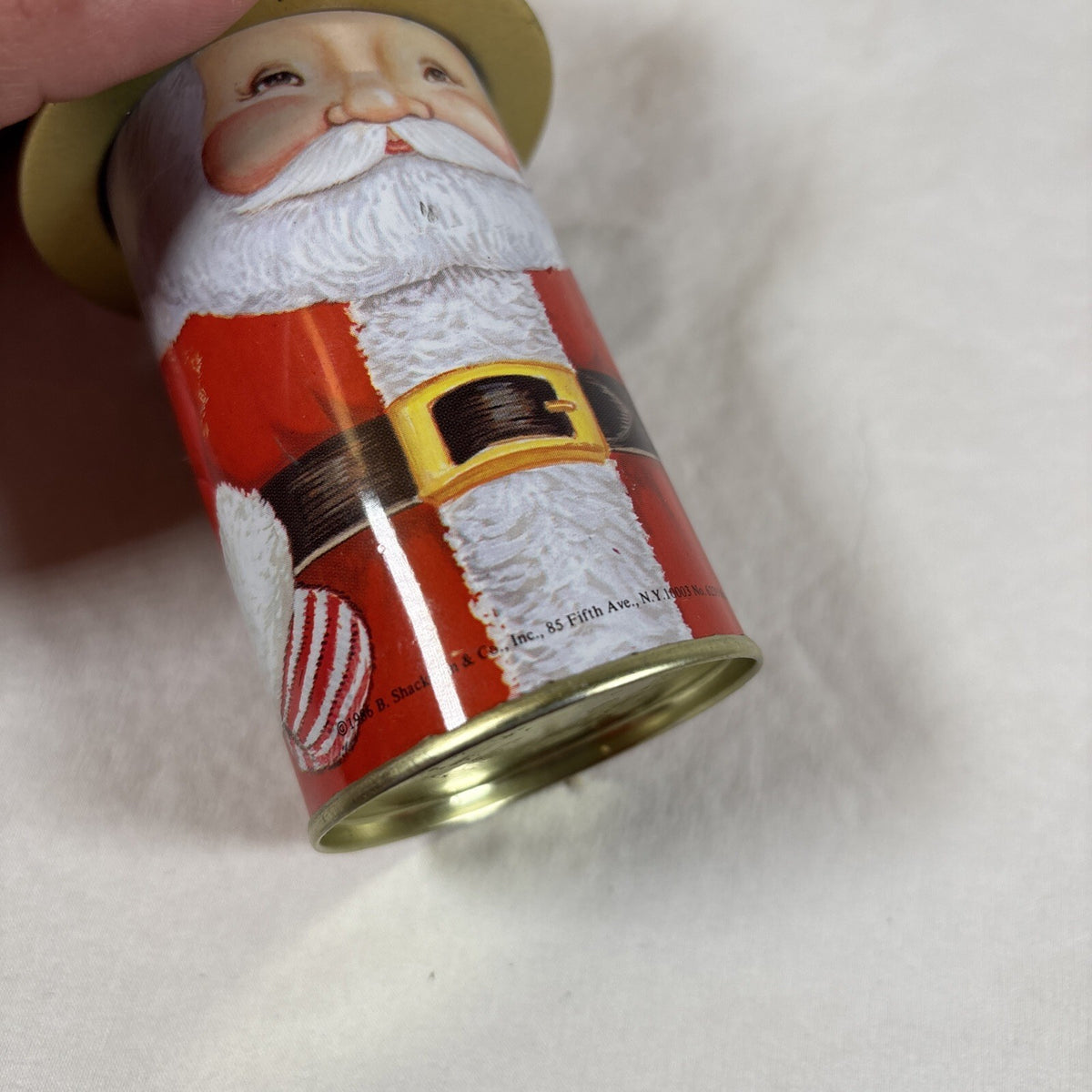VTG 1986 B. Shackman & Co. NY Old Fashioned Santa Tins w/ Hat Cover Hong Kong