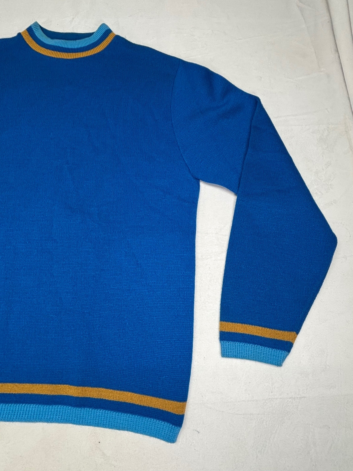 Puritan Blue Double Knit Striped Crewneck Sweater