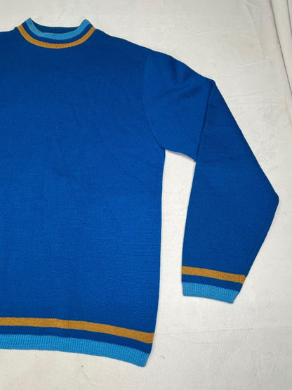 Puritan Blue Double Knit Striped Crewneck Sweater