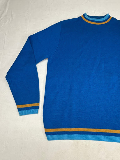 Puritan Blue Double Knit Striped Crewneck Sweater