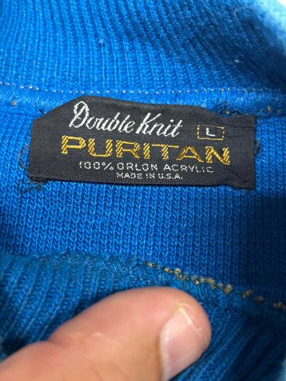 Puritan Blue Double Knit Striped Crewneck Sweater
