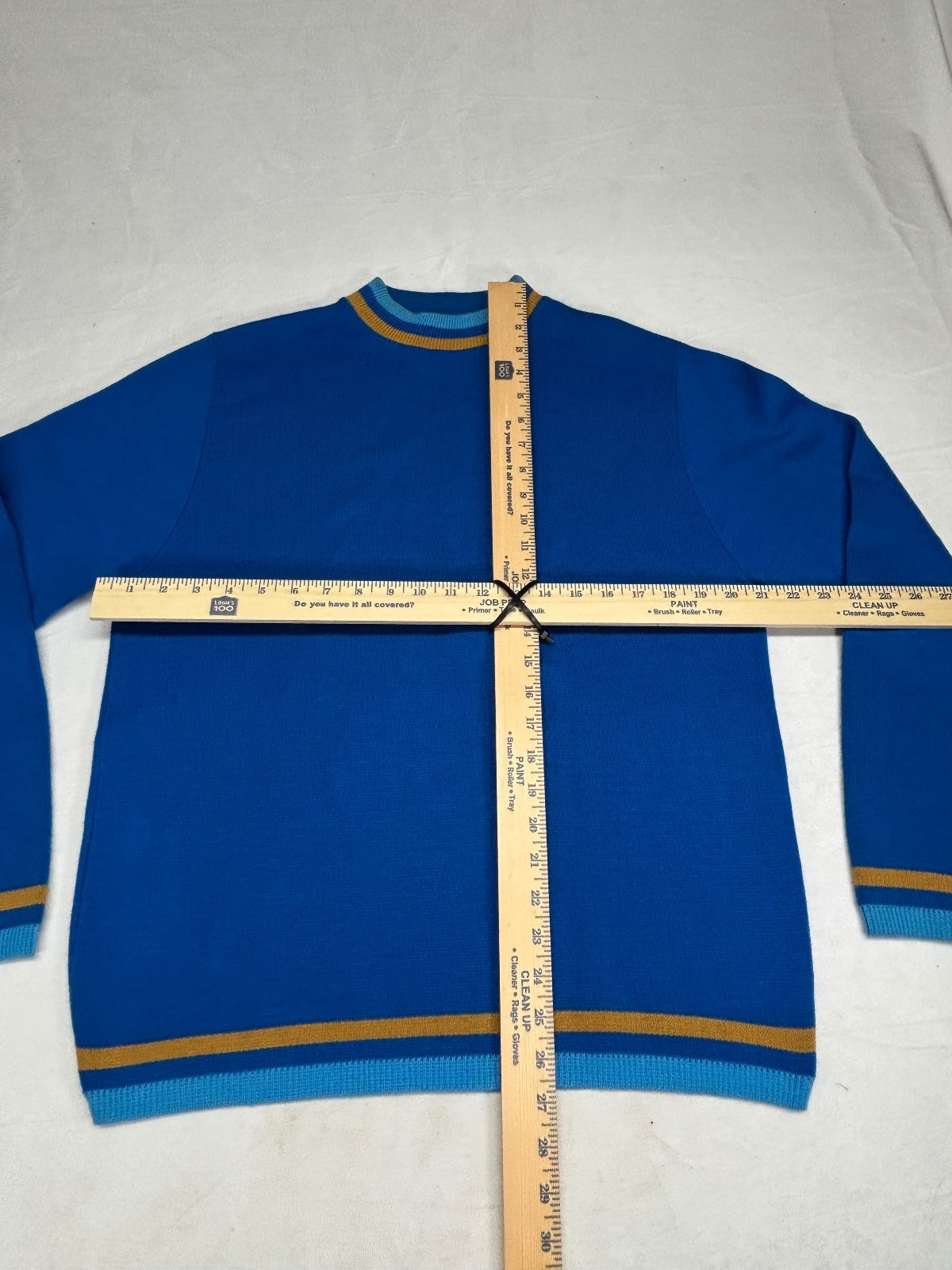 Puritan Blue Double Knit Striped Crewneck Sweater