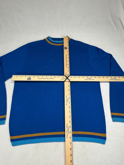 Puritan Blue Double Knit Striped Crewneck Sweater