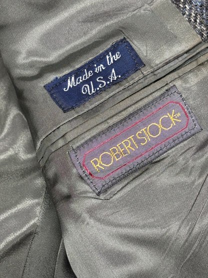 Robert Stock 100% Wool Gray Tweed Sport Coat Blazer