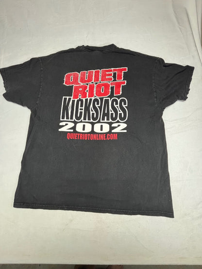 Vintage 2002 Quiet Rot Kick Ass black graphic T-shirt Hanes XL