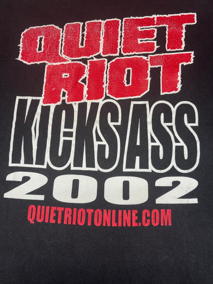 Vintage 2002 Quiet Rot Kick Ass black graphic T-shirt Hanes XL