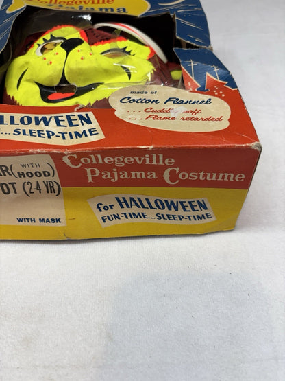 1960s Collegeville Teddy Bear W/ Hood Cotton Flannel Costume 454 Tiny Tot 2-4