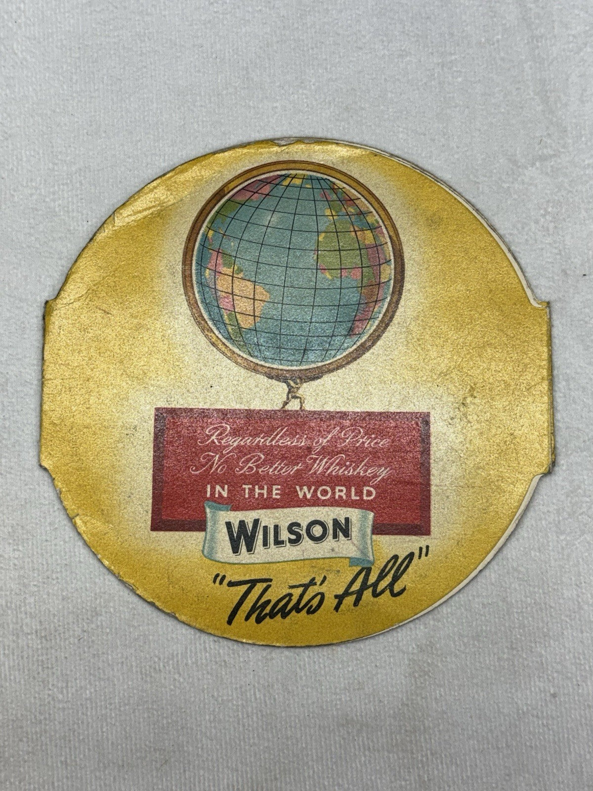 1942 Wilson That's All Whiskey Fold Open World Globe Advertising Booklet