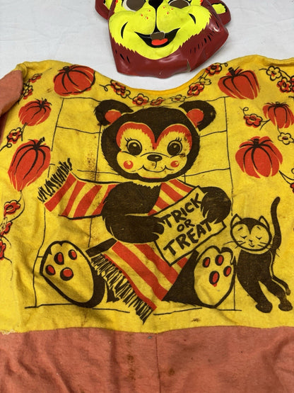 1960s Collegeville Teddy Bear W/ Hood Cotton Flannel Costume 454 Tiny Tot 2-4