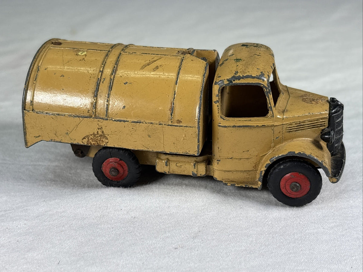 Vintage 1950s Dinky Toys Bedford Refuse Truck Tan Green Crank Meccano England
