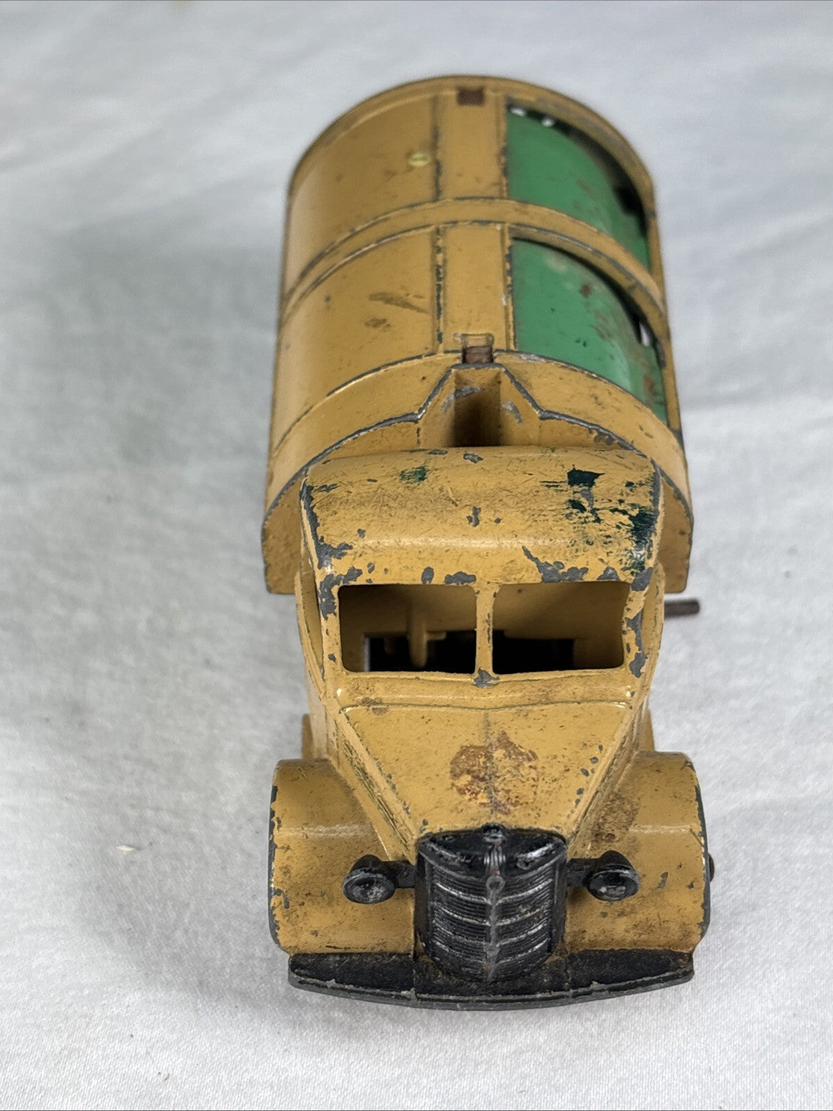 Vintage 1950s Dinky Toys Bedford Refuse Truck Tan Green Crank Meccano England
