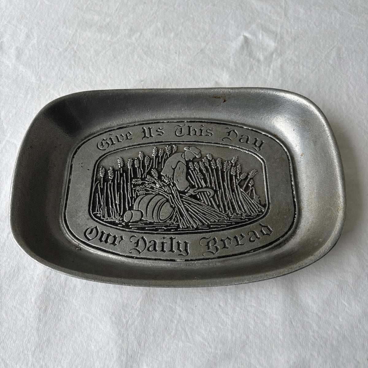 Vintage Wilton Armetale Style Bread Plate Give Us This Day Our Daily Bread PA