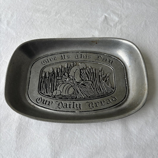 Vintage Wilton Armetale Style Bread Plate Give Us This Day Our Daily Bread PA