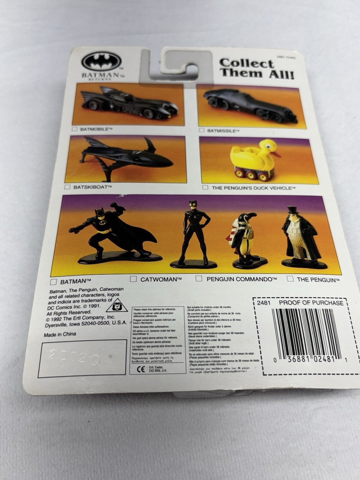 1992 Ertl Batman Returns Die-Cast Metal Figure – Batman – Factory Sealed Card