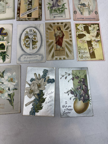 30 Antique 1910's Easter Greetings Postcard Lot Tuck Bunnies Chicks Religious