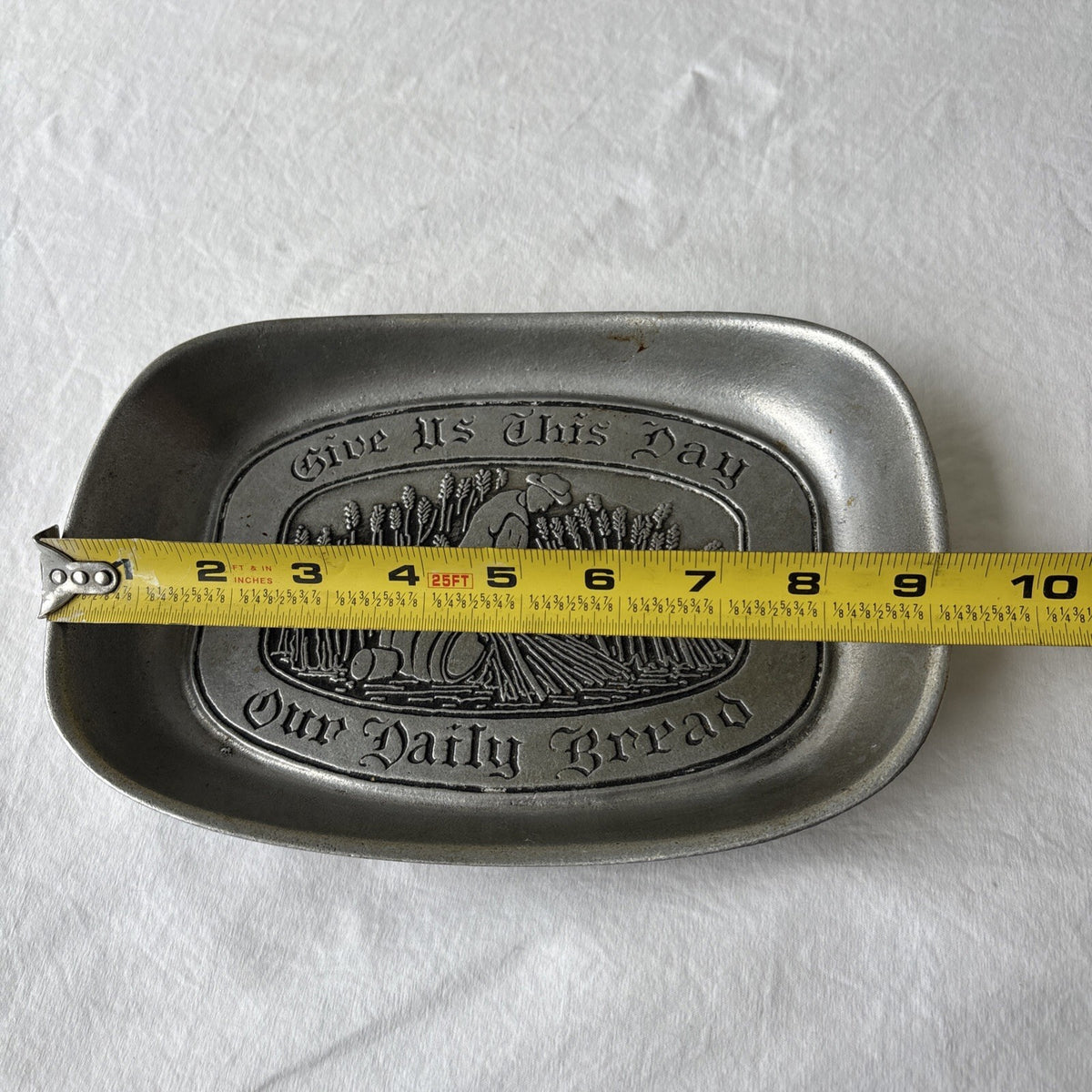 Vintage Wilton Armetale Style Bread Plate Give Us This Day Our Daily Bread PA