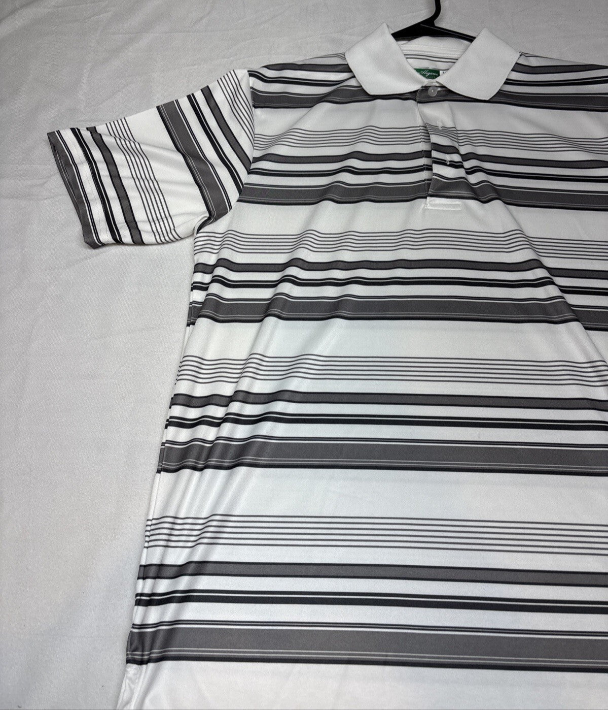 Ben Hogan Performance Men's Short Sleeve Golf Polo Shirt Sz M White Black Stripe